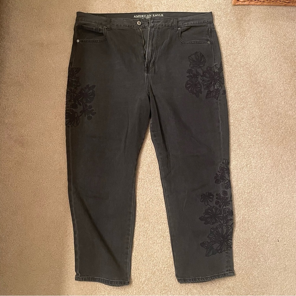 Black Embroidered Jeans